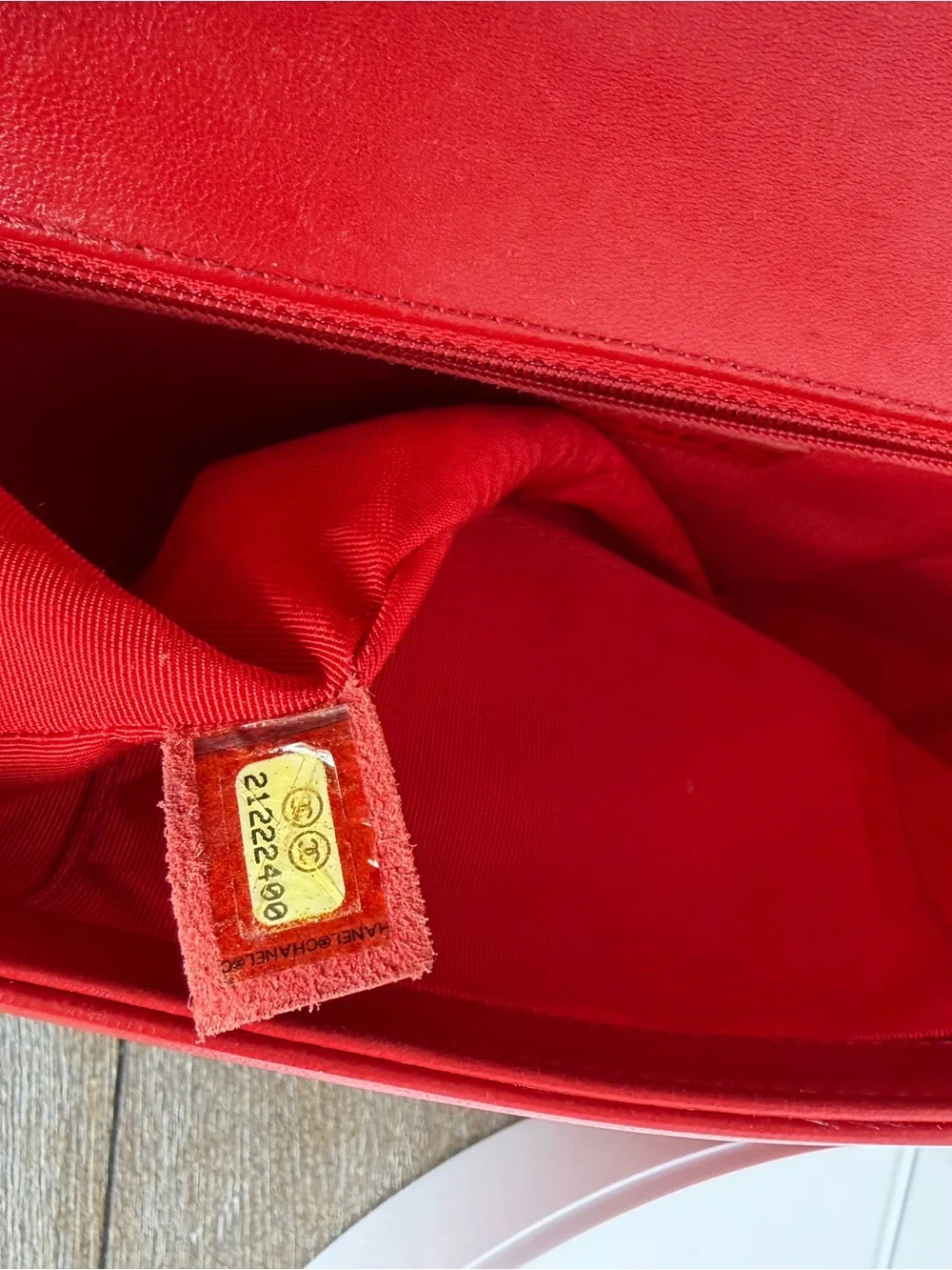 CHANEL Red Quilted Leather Medium Boy